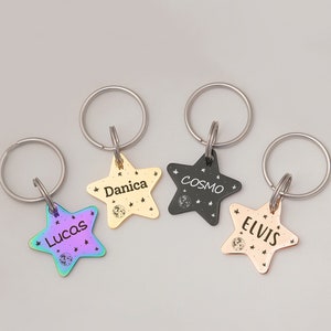 Cat Tag - Gifts for Pets - Star Cat Tag - Cat Tags for Cats Personalized - Moon And Stars Cat tag - Unique Cat tag - Star Pet Tag Cat