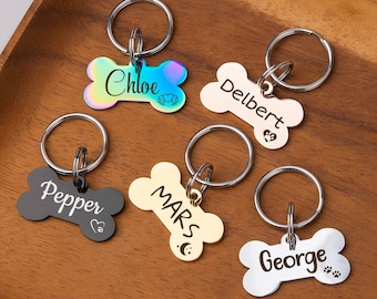 Dog ID Tag - Bone Dog Tag - Dog Name Tag - Custom Engraved Dog Tag - Dog Tag Personalized - Pet ID Tag for Dogs - New Puppy Gift