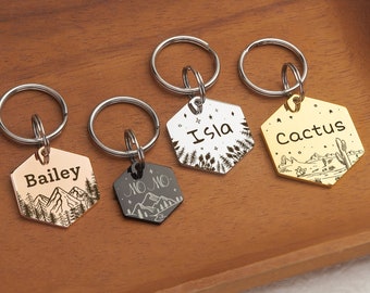 Dog Tag - Hexagon Dog Tag - Dog Tag Personalized - Pet Name Tag - Cute Dog ID Tag - Pet ID Tag - Custom Dog Tag - Engraved Dog Tags For Dogs