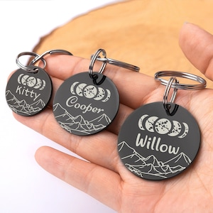 Dog Tag - Moon & Mountain Dog Tag - Custom Dog Collar Tag - Dog ID Tag - Dog Name Tag - Dog Tag Personalized - Moon Dog Tag - Dog Gifts