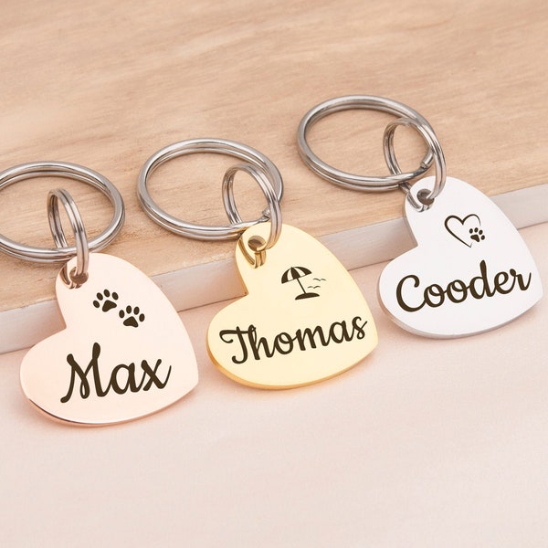 Personalized Pet Tag - Heart Dog Tag - Cat Tag - Custom Dog Name Tags - Cat Collar Tag - Pet ID Tag - Dog Tag Personalized - Cute Dog Tag