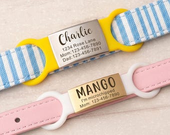 Silicone Cat Tag - Silicone Cat Collar Tag - Cat Tag - Slide on Pet Tag - Silent Cat ID Tag - Custom Cat Name Tags - Slide on Pet Collar Tag