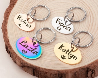 Cat Id Tag - Custom Cat Tag - Personalized Cat Name Tag- Engraved Name Tag -Pet Id Tag-Cat Collar Tag Oval Charms-Small Pet Name Tag for Cat