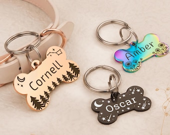 Custom Dog Tag for Dogs - Personalized Engraving Anti-lost Dog ID Tag - Dog Cat Bone Tags - Custom Dog Collar Tag With Name - Dog Name Tags