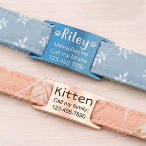 Custom Cat Name Tag - Slide On Cat Collar Tag - Silent Cat ID Tag - Silent Cat Tag - Cute Small Cat Tag - Cat Tag Personalized - Pet Id Tag