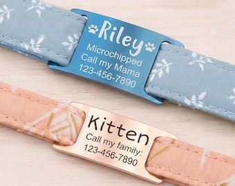 Silent Cat Tag - Slide On Cat Collar Tag - Custom Cat Name Tag - Cat Tags Personalized - Silent Cat ID Tag - Cute Small Cat Tag - Pet Id Tag