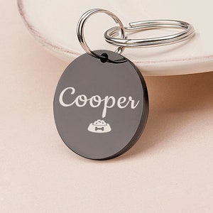 Dog Tag - Dog Collar Tag - Personalized Pet Tag - Dog ID Tag - Cat Collar Tag - Engraved Dog Name Tag - Custom Pet ID Collar Tag Black