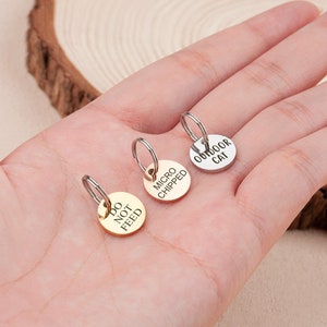 Microchipped Tag - Indoor Cat Tag - Teeny Pet ID Tag Cat Tag Dog Tag - Cat Collar Add On - Cat Charm - Cat ID Tag -Personalized Mini Pet Tag
