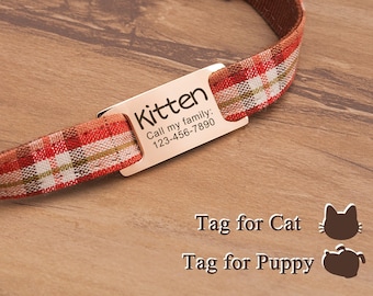Silent Cat Tag - Small Cat Tag - Slide on Pet ID Tag - Cat Tag Personalized - Cat ID Tag - Slide Cat Collar Tag - Custom Name Tag for Kitty