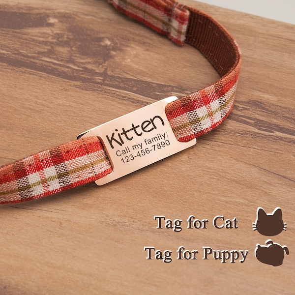 Silent Cat Tag - Cat Tag - Slide on Pet ID Tag - Cat Tag Personalized - Cat ID Tag - Cat Collar Slide Tag - Custom Name Tag for Puppy Kitty