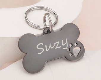 Dog Tag - Custom Dog Tags - Pet Tags Personalized - Unique Dog Tags for Dogs - Dog Collar Tag - Stainless Steel Dog Tag Black Dog Tag