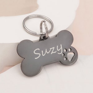 Dog Tag - Custom Dog Tags - Pet Tags Personalized - Unique Dog Tags for Dogs - Dog Collar Tag - Stainless Steel Dog Tag Black Dog Tag