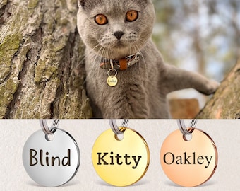 Mini Cat Tag - Tiny Cat ID Tag - 12mm Round Cat Tag Small - Teeny Pet ID Tag Cat - Cat Collar Tag - Engraved Cat Name Tag - Custom Cat Tags