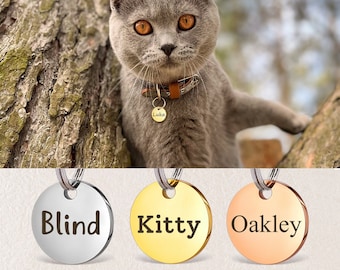 Tiny Cat ID Tag - 12mm Small Cat Tags - Cat Name Tag - Small Pet Tag - Personalized ID Tag - Cat Collar Tag -Custom Cat Tag Small-Kitten Tag