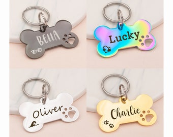 Dog Tag - Dog ID Tag - Dog Name Tag - Dog Tags For Dogs Personalized - Engraved Dog Tag - Pet Id Tag - Custom Dog Tags With Paw-Bone Dog Tag