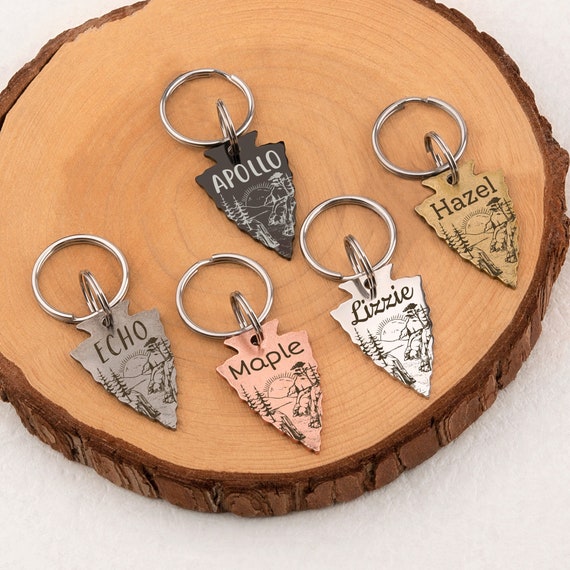 Arrowhead Dog Tag - Dog Tag - Dog ID Tag - Dog Name Tag - Dog Tags for Dogs Personalized - Custom Dog Collar Tag - Dog Gift - Sunrise Scene