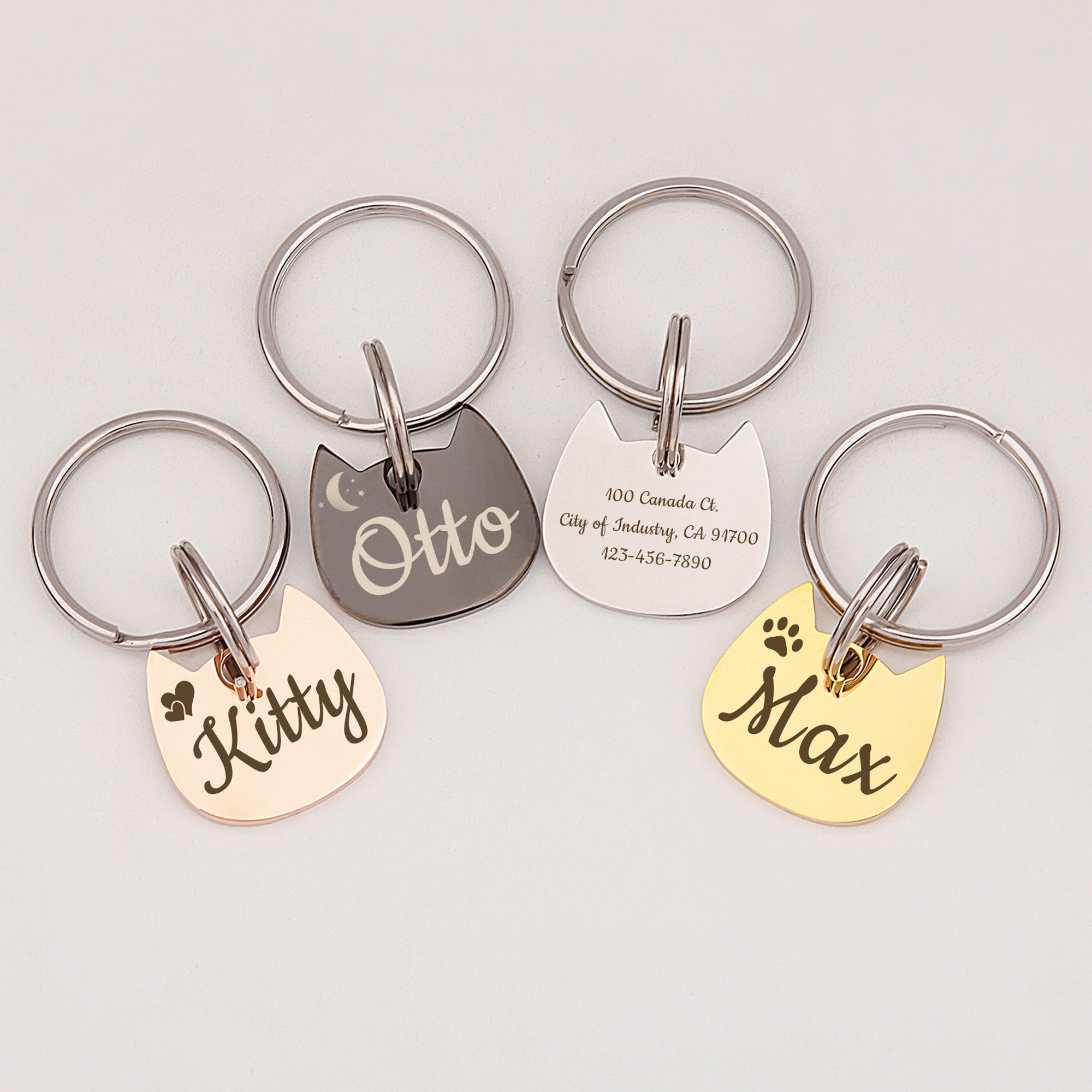 Cat Id Tag Cat Tag Personalized Pet Tags Cat Cat Collar Etsy