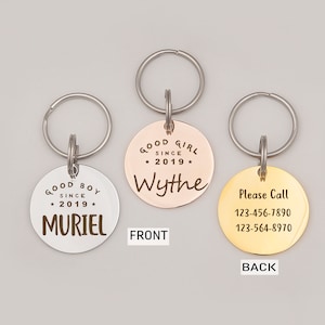 Dog Tag - Dog Tags for Dogs Personalized - Dog Name Tag - Custom Pet Tag Rose Gold Dog Tag - Small Dog Tag Good Boy and Good Girl