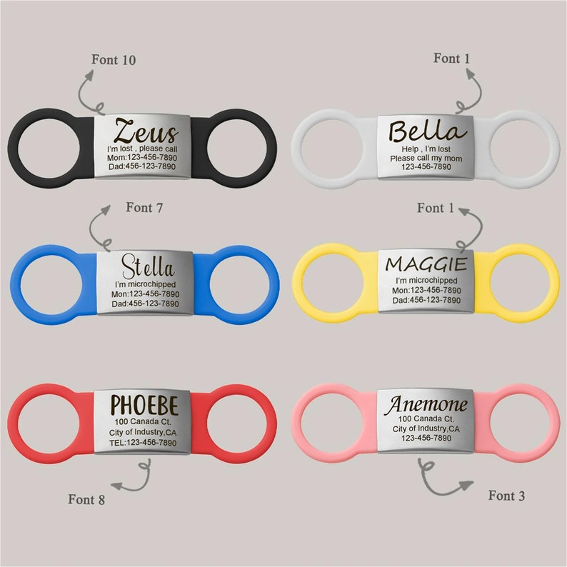 Dog Tag - Slide on Dog Tag - Custom Dog Name Tag - Silent Pet ID Tag - Dog Tag Personalized - Silicone Dog Tag - Silent Dog Collar Tag image 5