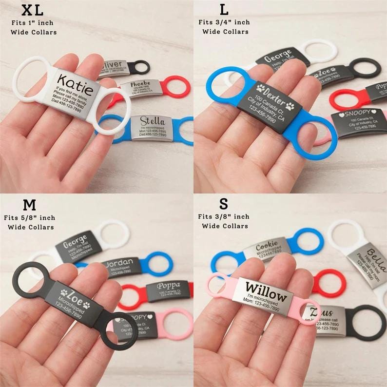 Dog Tag - Slide on Dog Tag - Custom Dog Name Tag - Silent Pet ID Tag - Dog Tag Personalized - Silicone Dog Tag - Silent Dog Collar Tag image 8