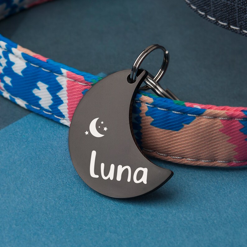 Cat Tag - Cat Gifts - Moon Cat Tag - Cat Tags for Cats Personalized - Engraved Cat Tag - Cute Cat Tag - Moon Cat Tag for Cats imagem 9