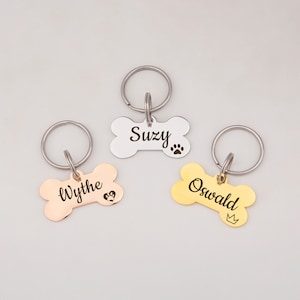 Personalized Dog Tag - Dog Tag - Dog ID Tag - Bone Dog Tag - Dog Name Tags -Custom Dog Tags for Dogs - Puppy Tag - Pet ID Tag Heart Paw Bone