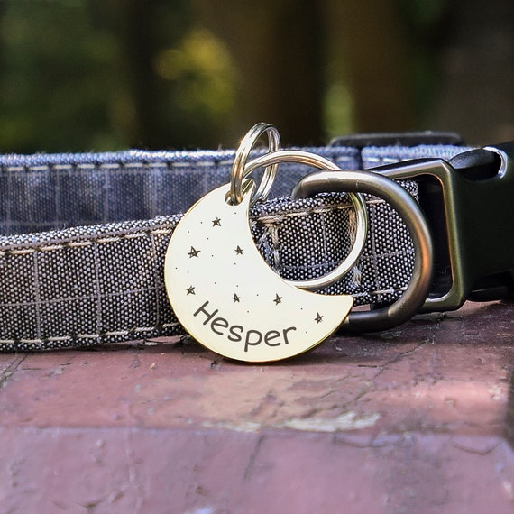 Dog Tag - Dog Gifts - Moon Dog Tag - Dog Tags for Dogs Personalized - Moon and Stars Dog Tag - Cute Dog Tag - Unique Dog Tag - Moon Pet Tag