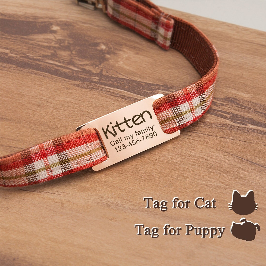 Silent Cat Tag Cat Tag Slide on Pet ID Tag Cat Tag Personalized Cat ID