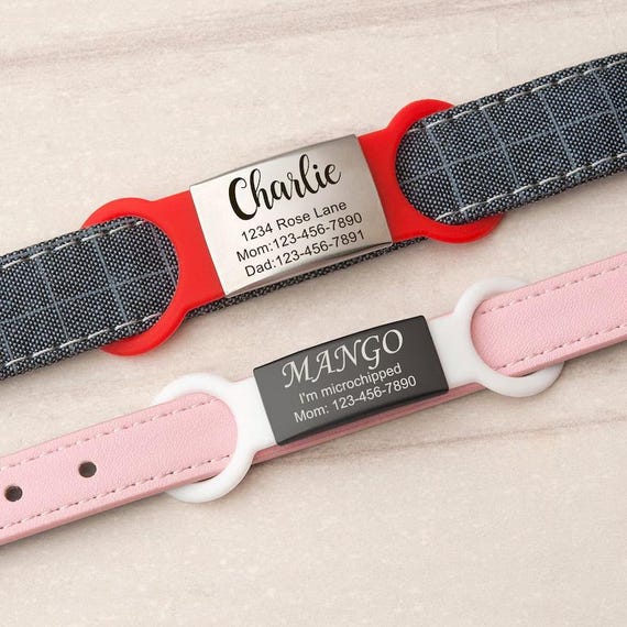 Silicone Cat Tag - Cat Collar Tag - Cat Tag - Slide on Pet Tag - Silent Cat ID Tag - Custom Pet Name Tags - Slide on Cat Collar Name Tag