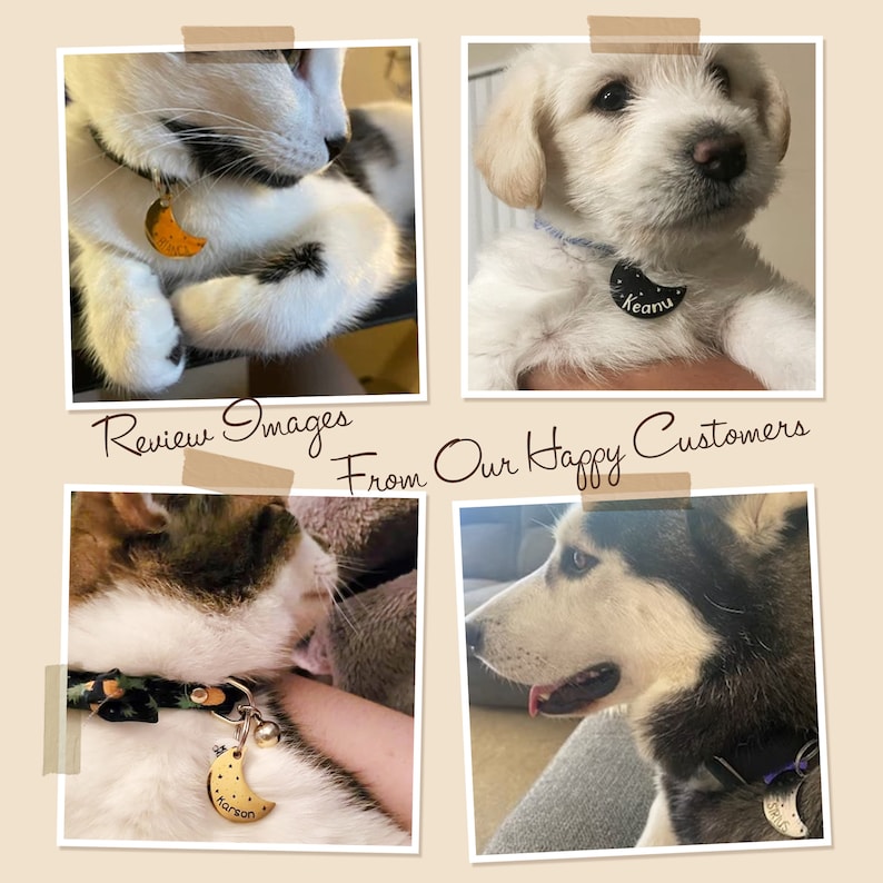 Cat Tag - Dog Tag - Moon Cat Tag - Cat ID Tag - Cat Collar Tag - Moon Pet Name Tags - Pet Gifts - Moon and Stars - Custom Dog Cat ID Tag image 2