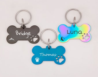 Bone Dog Tag - Dog ID Tag - Engraved Dog Name Tag - Dog Tags Personalized for Dogs - Dog Collar Tag - Puppy Dog Tag - Bone Shape Pet ID Tag