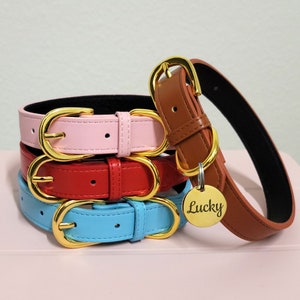 Dog Collar - Dog Collar with Tag - Small Cat Collar - Leather Dog Collar Personalized - Breakaway Cat Collar - Custom Cat Collar