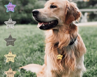 Dog Tag - Dog Gifts - Star Dog Tag - Dog Tags for Dogs Personalized - Moon and Stars Dog Tag - Cute Dog Tag - Unique Dog Tag - Star Pet Tag