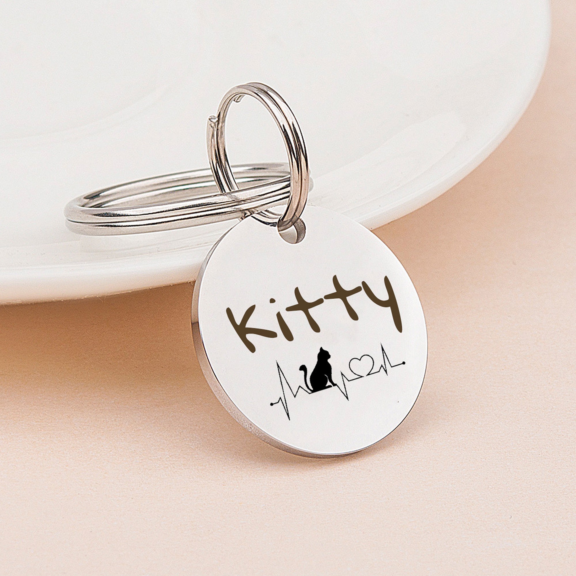 Cat ID Tag Cat Tag Personalized Cat Tag Small Etsy