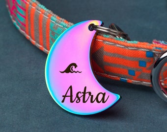 Dog Tag - Moon Dog Tag - Dog Tags for Dogs Personalized - Dog ID Tag - Dog Name Tag - Dog Collar Moon Shape Tag - Dog Gifts -Custom Dog Tags