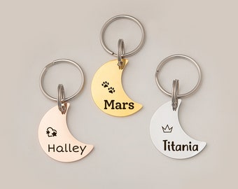 Cat Tag - Cat Gifts - Moon Cat Tag - Cat Tags for Cats Personalized - Engraved Cat Tag - Cute Cat Tag - Moon Cat Tag for Cats