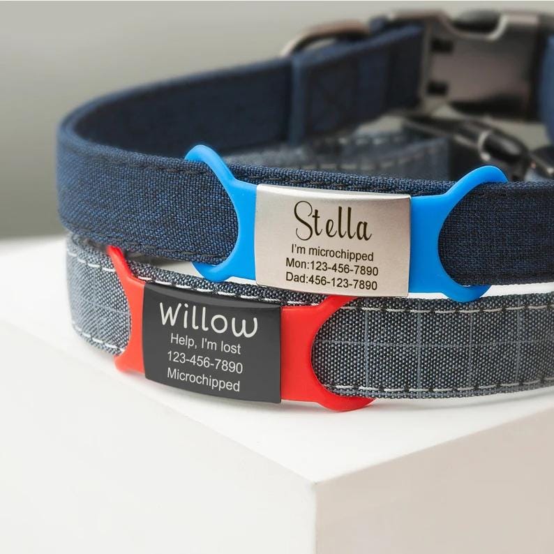 Dog Tag - Slide on Dog Tag - Custom Dog Name Tag - Silent Pet ID Tag - Dog Tag Personalized - Silicone Dog Tag - Silent Dog Collar Tag image 1