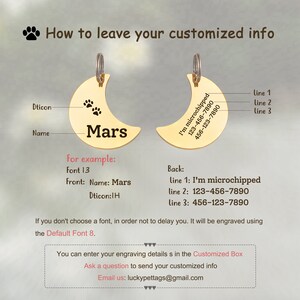 Cat Tag - Cat Gifts - Moon Cat Tag - Cat Tags for Cats Personalized - Engraved Cat Tag - Cute Cat Tag - Moon Cat Tag for Cats imagem 2