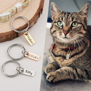 Cat ID Tag - Cat Tag - Cat Name Tag - Mini Cat Tag - Custom Tiny Cat Tag - Cat Collar Tag Hanging Tag -Cat Tag Personalized-Microchipped Tag