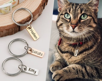 Cat ID Tag - Mini Cat Tag - Small Cat Name Tag - Custom Tiny Cat Tag - Cat Collar Charm Tag - Cat Tag Personalized - Microchipped Tag