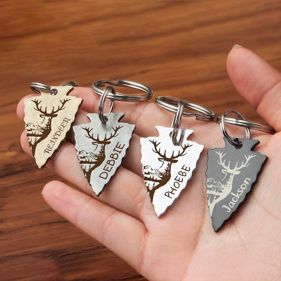 Dog Tag - Arrowhead Dog Name Tag - Dog Tags for Dogs Personalized - Dog ID Tag - Custom Dog Collar Tag - Hunting Dog Tag - Deer & Forest