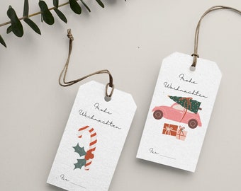 Gift tags Christmas to print PDF file direct download deco