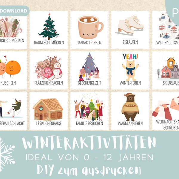 Winter routine cards children starter set Montessori A4 print PDF daily plan child signal cards weekly plan ritual family Christmas