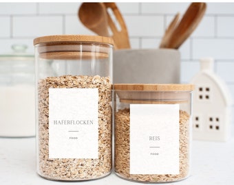 Labels kitchen storage jars kitchens organize minimalist PDF to print Download order system white black