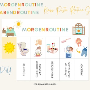 Routine du matin et du soir Affiche à plier PDF Ensemble de routine pour les petits enfants Ensemble de démarrage de la première routine Rituels de routine ludiques Aides quotidiennes
