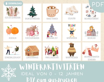 Winter Routinekarten Kinder Starter Set Montessori A4 ausdrucken PDF Tagesplan Kind Signalkarten Wochenplan Ritual Familie Weihnachten