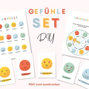 Feelings Learning Set Emotion Wheel Poster Cards DIY pour les enfants à imprimer Emotions Express sentiments / apprendre les émotions pdf / Montessori