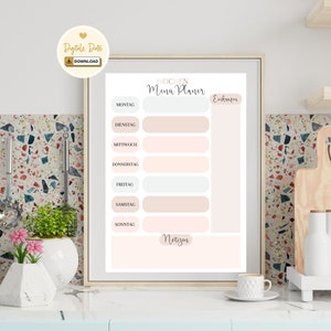 Weekly Menu Plan Family Food Shopping List Printable A4 + A5 PDF File Meal Planner Minimalist Pastel