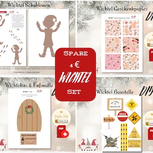 Gnome accessories construction site Gnome door Wrapping paper Gnome stencil to print out PDF DIY set of Gnome accessories to make at Christmas time