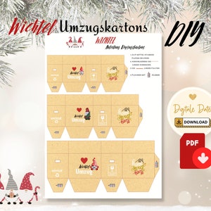 Gnome moving boxes Gnome door to print PDF DIY set Gnome accessories Christmas crafts